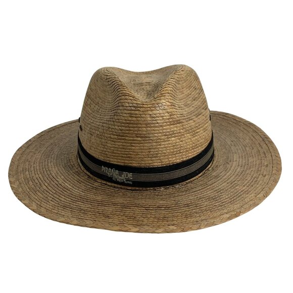 Handwoven Straw Fedora Hat Black Band Breathable Ventilation Wide Brim Lightweig - Picture 1 of 6